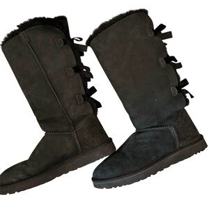 UGG Bailey Bow II Suede Sheepskin Tall Water-Resistant Boots